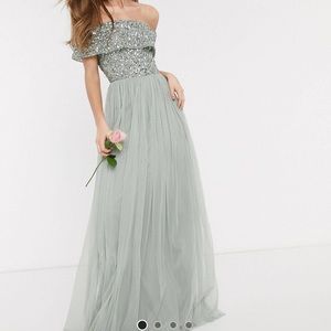 Tall Bridesmaids Embellished Maxi Tulle Dress